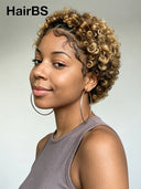 Full Lace wig Braided Pixie Wig afro honey
