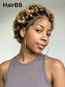 Full Lace wig Braided Pixie Wig afro honey