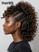 Full Lace wig brown Pre-styled Updo With Braided