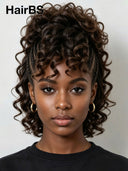 Full Lace wig brown Pre-styled Updo With Braided