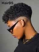Full lace wig pixie cut curly wave black for black woman