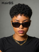 Full lace wig pixie cut curly wave black for black woman