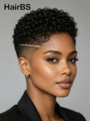 Full lace wig Pixie Cut curly wave for black woman