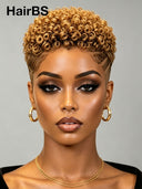 Full lace wig Pixie Cut honey 100% Human Hair