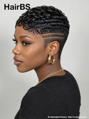 Full lace pixie cut wig finger wave for black women