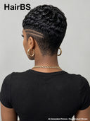 Full lace pixie cut wig finger wave for black women