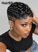 Full lace pixie cut wig finger wave for black women