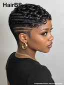 Full lace pixie cut wig finger wave for black women