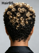 Easy to go lace pre-cut Full lace wig Pixie afro honey highlight