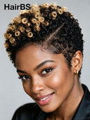 Easy to go lace pre-cut Full lace wig Pixie afro honey highlight
