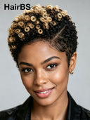 Easy to go lace pre-cut Full lace wig Pixie afro honey highlight