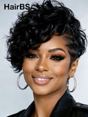 Full lace wig pixie quick weave side part 100% Human Hair