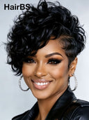 Full lace wig pixie quick weave side part 100% Human Hair