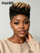 Full lace wig pixie honey highlight for black woman