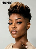 Full lace wig pixie honey highlight for black woman