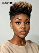 Full lace wig pixie honey highlight for black woman