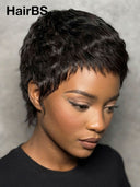 Full lace wig pixie black quick weave 100% Human Hair