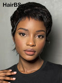 Full lace wig pixie black quick weave 100% Human Hair