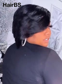 Full lace wig pixie cut black