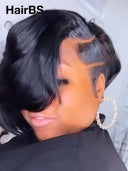 Full lace wig pixie cut black