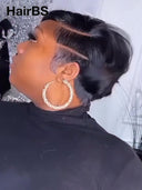 Full lace wig pixie cut black