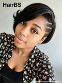 Full lace wig pixie cut black