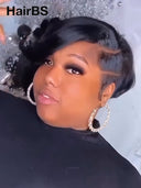 Full lace wig pixie cut black