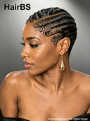 Full lace pixie cut wig side part water wave black