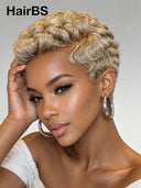 Full lace wig pixie cut finger wave for black woman