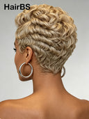 Full lace wig pixie cut finger wave for black woman