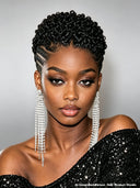 Full lace pixie wig bouncy curly black
