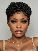 Pixie wig bouncy curly black Full lace for black women