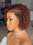 Full lace wig pixie cut brown braided style Synthetic wigs