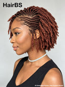 Full lace wig pixie cut brown braided style Synthetic wigs