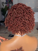 Full lace wig pixie cut brown braided style Synthetic wigs