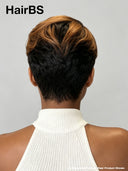 Full lace pixie wig Quick weave brown highlight