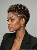 Full lace pixie wig curly brown highlight