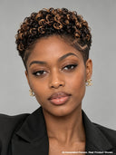 Full lace pixie wig curly brown highlight