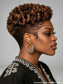 Full lace pixie cut wig brown afro