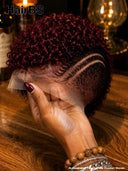 Full lace pixie cut wig burgundy for black women