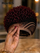 Full lace pixie cut wig burgundy for black women