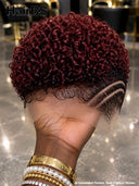 Full lace pixie cut wig burgundy for black women