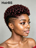 Full lace wig burgundy Pixie Cut for black woman 