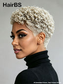 Full lace wig Pixie cut curly wave Unique colors