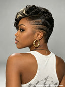 Pixie wig blonde highlight Full lace for black women 