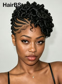 Full Lace Natural Black Pre-styled Updo With Braided Crown 100% Human Hair