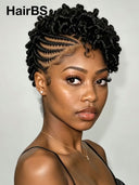 Full Lace Natural Black Pre-styled Updo With Braided Crown 100% Human Hair