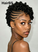 Full Lace Natural Black Pre-styled Updo With Braided Crown 100% Human Hair