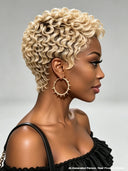Full lace pixie cut wig Blonde 100% human hair