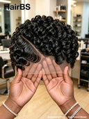 Full lace pixie cut wig side part curly